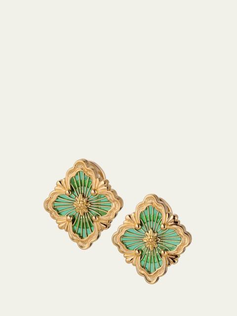 Buccellati Opera Tulle Medium Button Earrings in Green Enamel