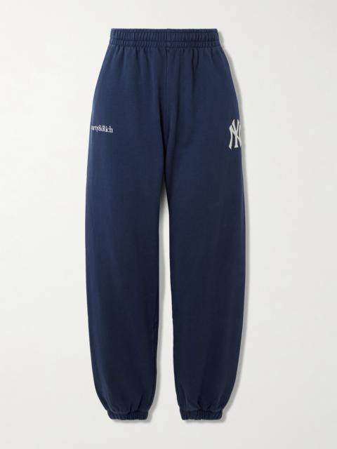Sporty & Rich + '47 And New York Yankees Appliquéd Embroidered Cotton-jersey Track Pants