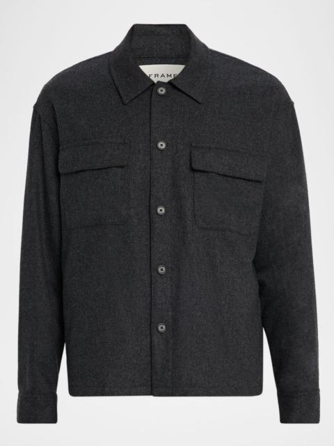 FRAME Men's Wool-Blend Two-Pocket Overshirt
