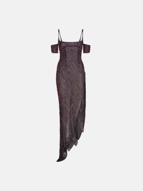 THE ATTICO ''THELMA'' VIOLET AND DUSTY BLUE LONG DRESS