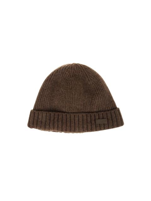 Barbour Logo Patch Ribbed Knit Beanie