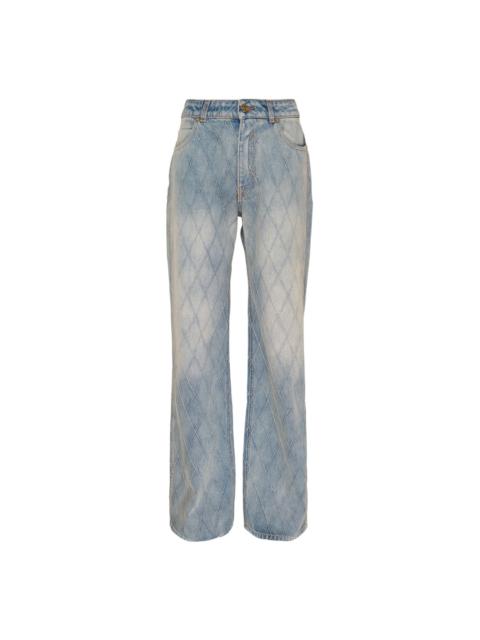 Balmain Straight Quilted Denim Jeans