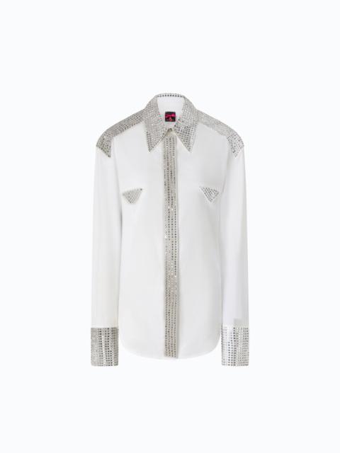 PINKO POPLIN SHIRT WITH STRASS EMBELLISHMENTS