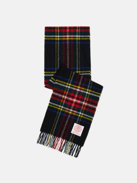 J. PRESS MADE-IN-ENGLAND BLACK STEWART TARTAN MERINO WOOL SCARF