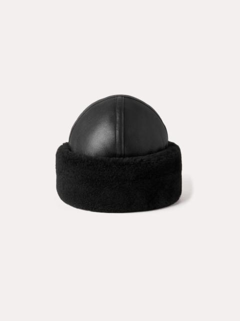 Shearling winter hat black