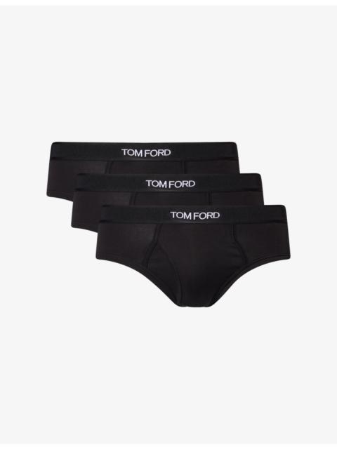 TOM FORD Mid-Rise Branded Pack Of Two Stretch-Cotton Briefs