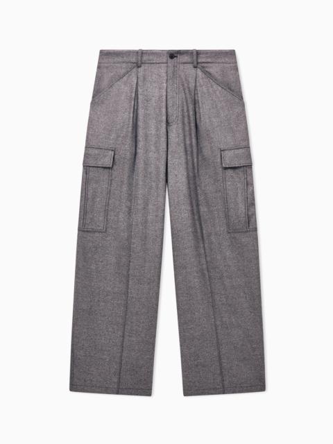 GIORGIO ARMANI TROUSERS OVERSIZED IN DENIM-EFFECT WOOL AND CASHMERE