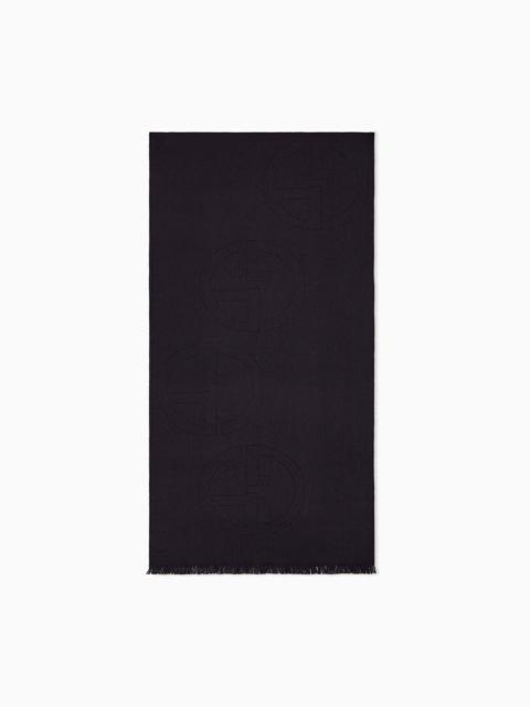 GIORGIO ARMANI STOLE NEW NORMAL IN WOOL WITH SCATTERED JACQUARD LOGO