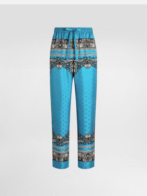 Silk pajama pants with bandanna print