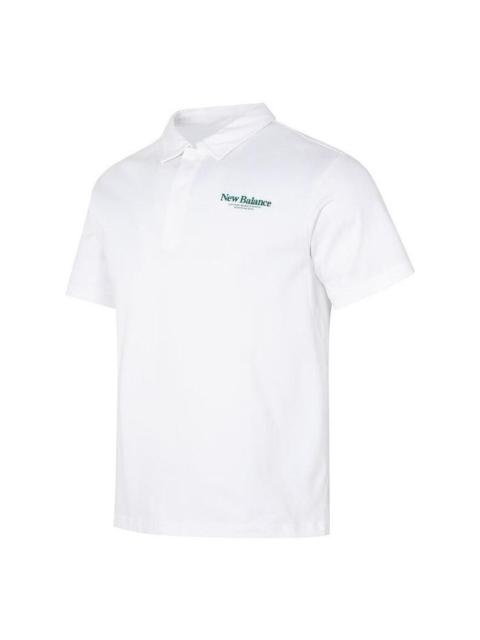 New Balance Logo Polo Tee 'White' 5FD24193-WT