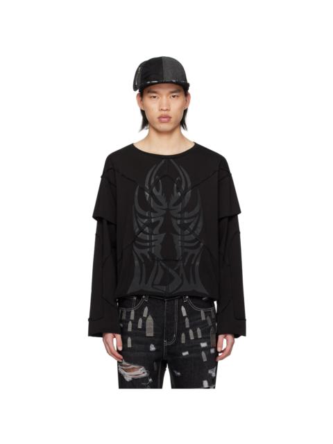 WHO DECIDES WAR Black Winged Long Sleeve T-Shirt