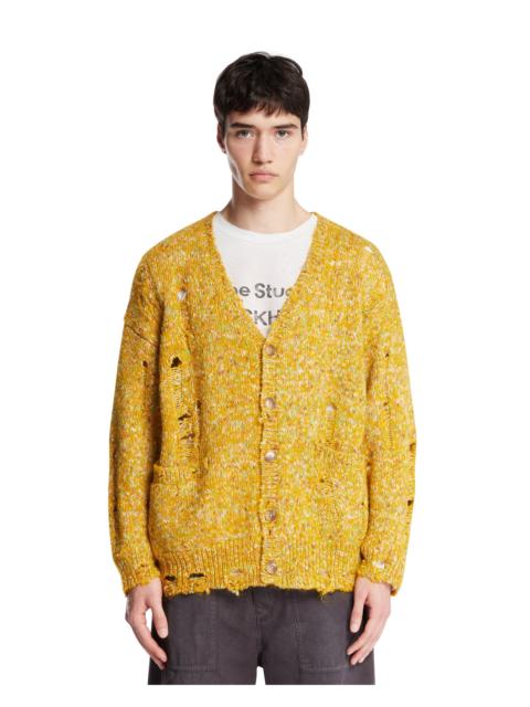 R13 Yellow Distressed Alpaca Cardigan