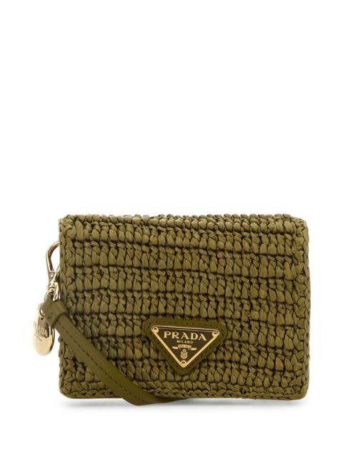 Prada Prada Raffia Card Holder with Golden Metal Hardware
