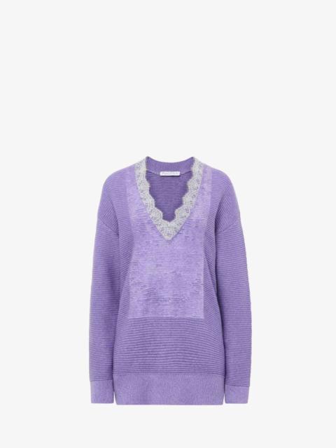 JW Anderson V-NECK LACE TRIM SWEATER