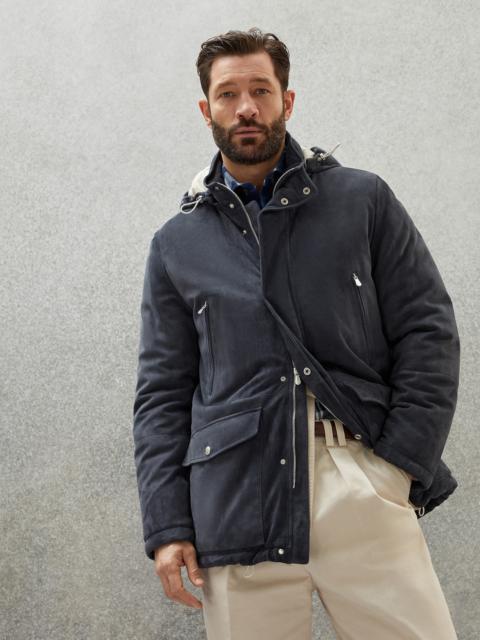 Brunello Cucinelli Suede parka with Thermore® padding and detachable hood