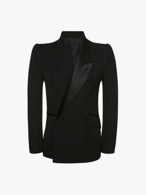 Alexander McQueen Men's Asymmetric Tuxedo Jacket in Black