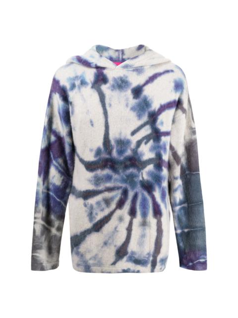 tie-dye print cashmere hoodie