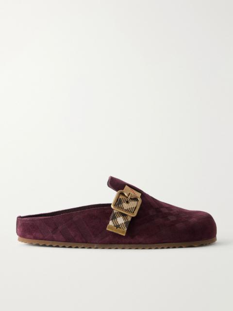 Burberry Urchin Check suede clog Burgundy