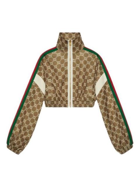 GUCCI (WMNS) Gucci Interlocking G Zipper Jacket 'Olive Green Ivory' 671495-XJD1G-3357