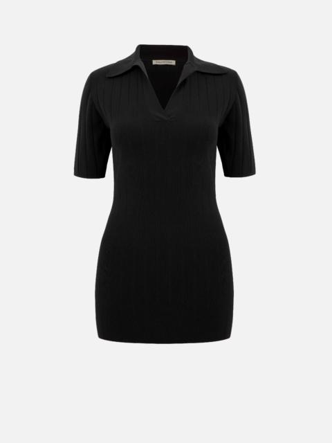 EMILIA WICKSTEAD Dune Black Fitted Polo Top
