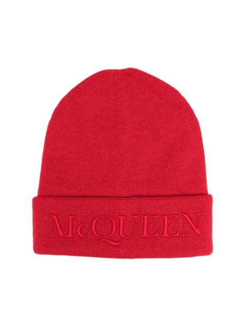 logo-embroidered knitted hat