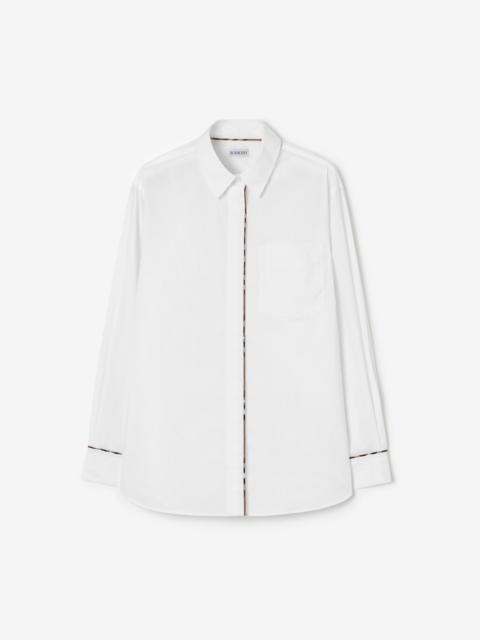 Burberry Relaxed Fit Check Trim Cotton Shirt