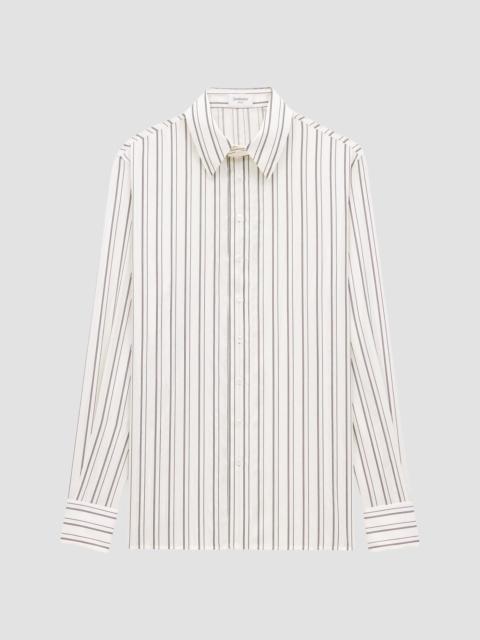SAINT LAURENT Men's Shirt in Striped Silk - Craie Et Noir