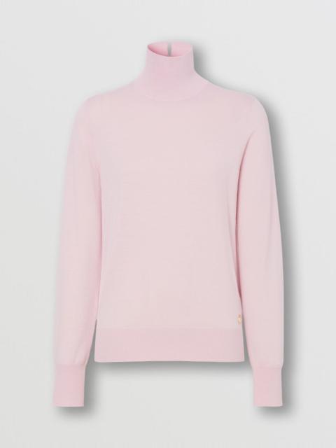 Monogram Motif Wool Silk Blend Turtleneck Sweater