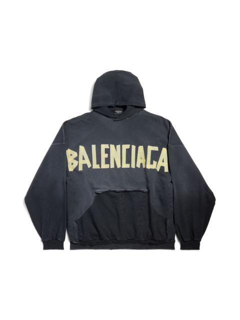 BALENCIAGA 테이프 유형 찢긴 주머니 Hoodie 큰 적합에서 Navy Blue