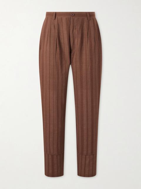 KARDO Antonio Straight-Leg Striped Cotton-Canvas Trousers