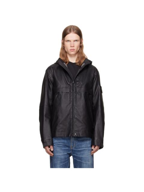 Stone Island Black 0100001 Organza Leather Jacket