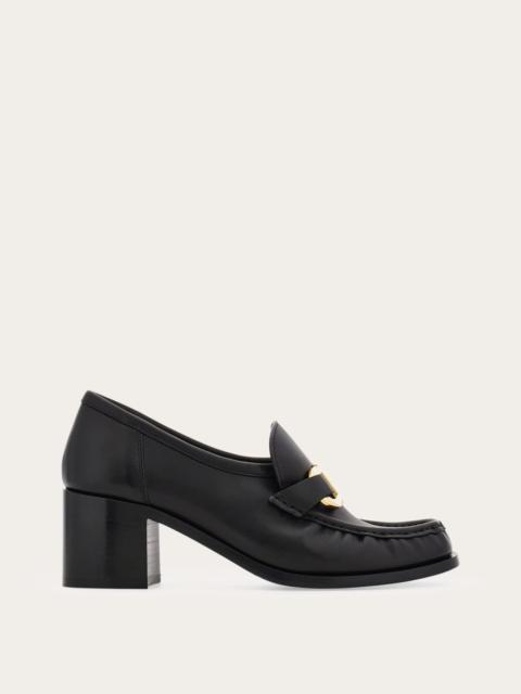 FERRAGAMO Block heel loafer with Gancini ornament