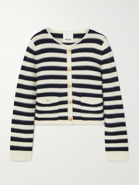 Allude Striped Wool And Cashmere-blend Cardigan