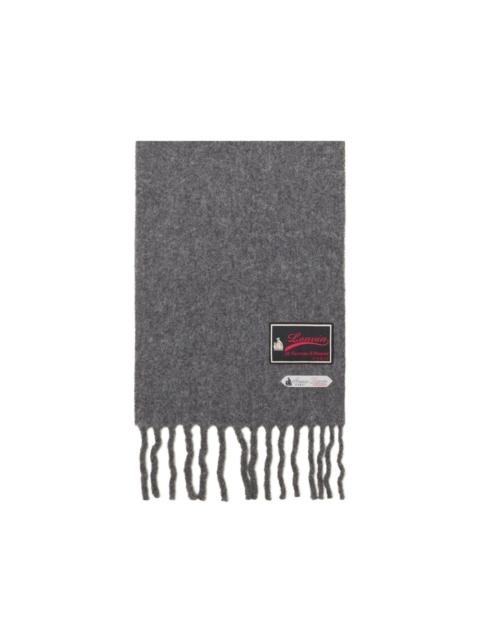 Lanvin logo-patch fringed scarf