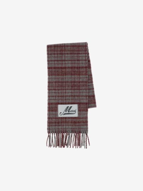 Marni check-pattern fringed scarf