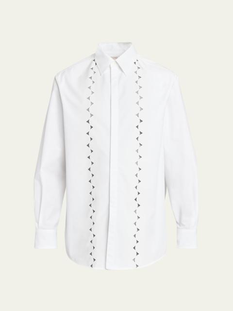 Valentino Men's Scalloped Broderie Anglaise Button-Down Shirt