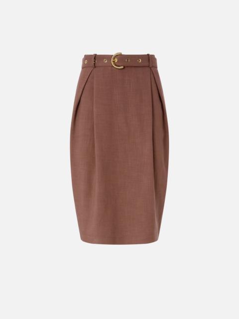 PINKO SLIM-FITTING CALF-LENGTH SKIRT WITH BELT