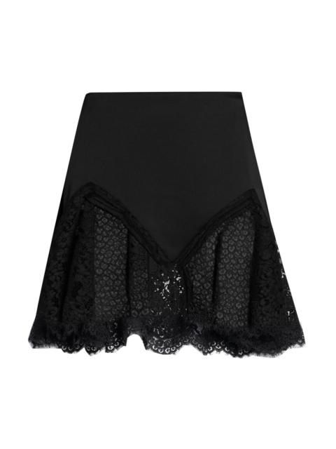 Stella McCartney Women's Satin Lace-Trimmed Skirt - Black