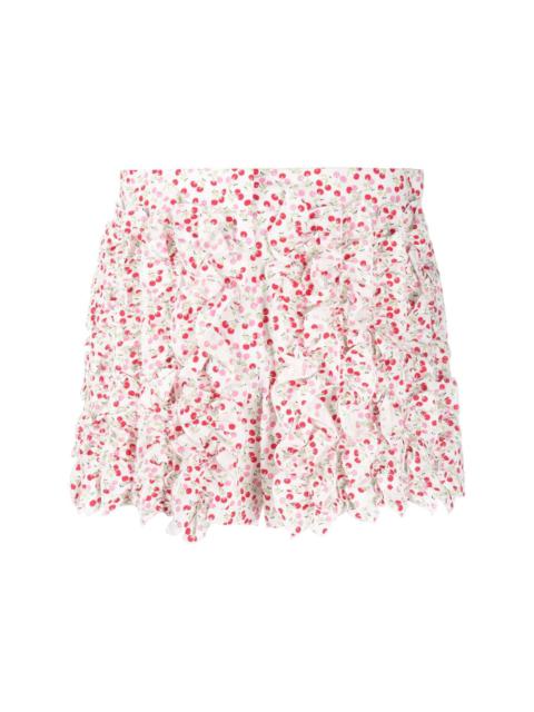 MSGM cherry-print ruffled mini shorts