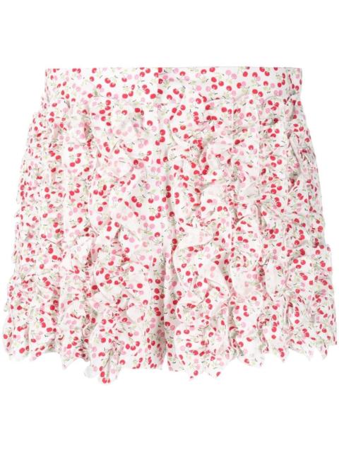 MSGM cherry-print ruffled mini shorts