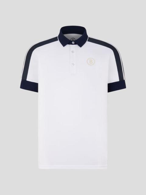 BOGNER Claudius Functional polo shirt in White/Navy blue