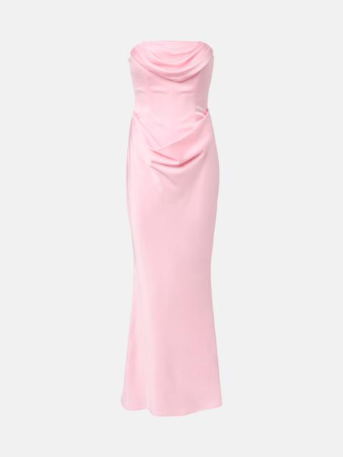 ROTATE Corsage draped satin gown