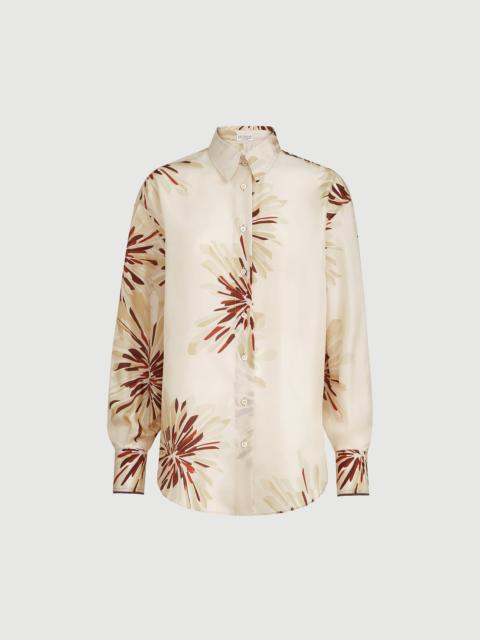 Brunello Cucinelli Silk bloom print pongee shirt with monili
