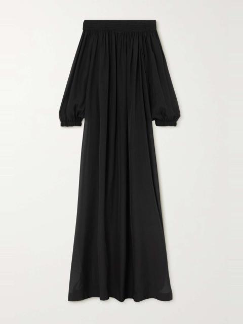 Alaïa Archetypes off-the-shouder checked jacquard maxi dress