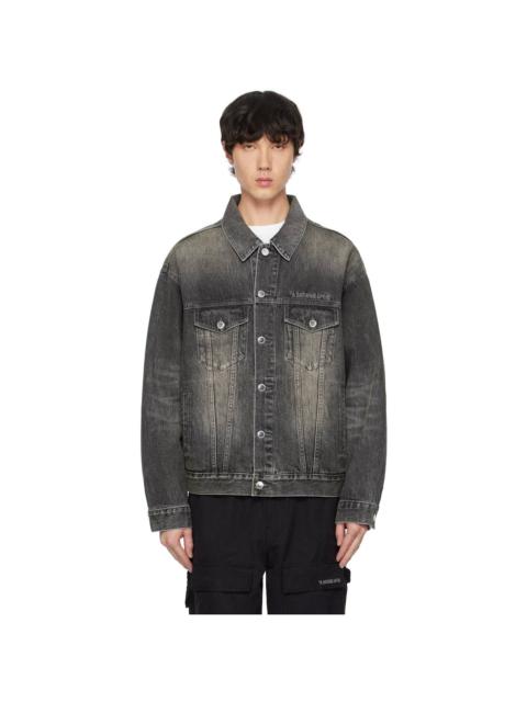 A BATHING APE® Black Distressed 13 Oz Trucker Denim Jacket