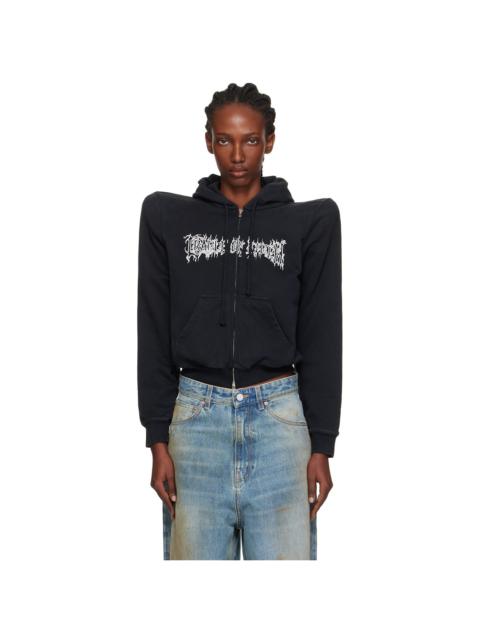 VETEMENTS Black Cradle of Filth Logo Extreme Shoulder Hoodie
