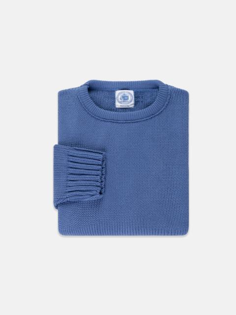 J. PRESS MADE-IN-USA BLUE CHUNKY COTTON CREWNECK SWEATER
