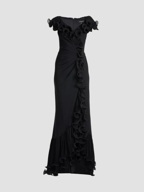 TADASHI SHOJI Women's Leandra Ruffled Trumpet Gown - Black