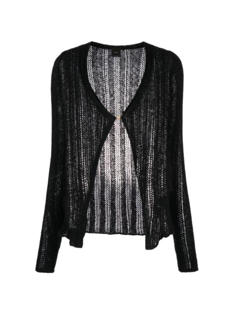 ribbed open-knit cardigan