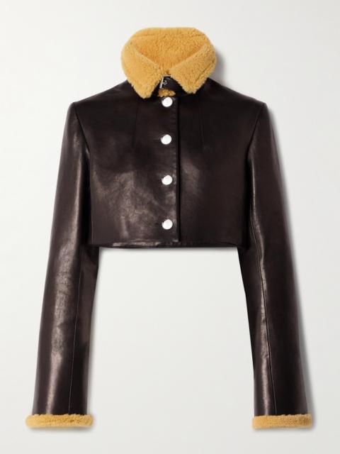 KHAITE Jodie Cropped Shearling-trimmed Leather Jacket
